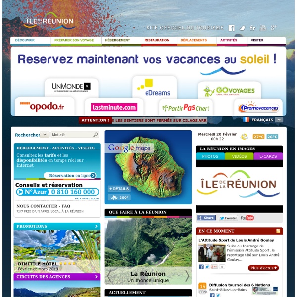 Ile de La Réunion Tourisme : voyage, séjour, hôtel et réservation - Accueil du site