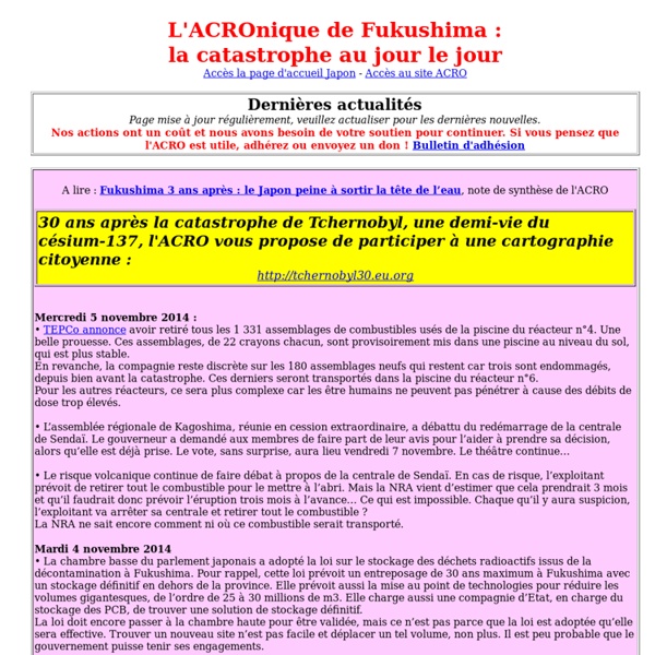 Informations la catastrophe de Fukushima au jour le jour