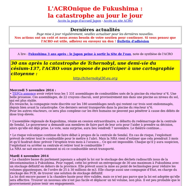 La catastrophe de Fukushima au jour le jour