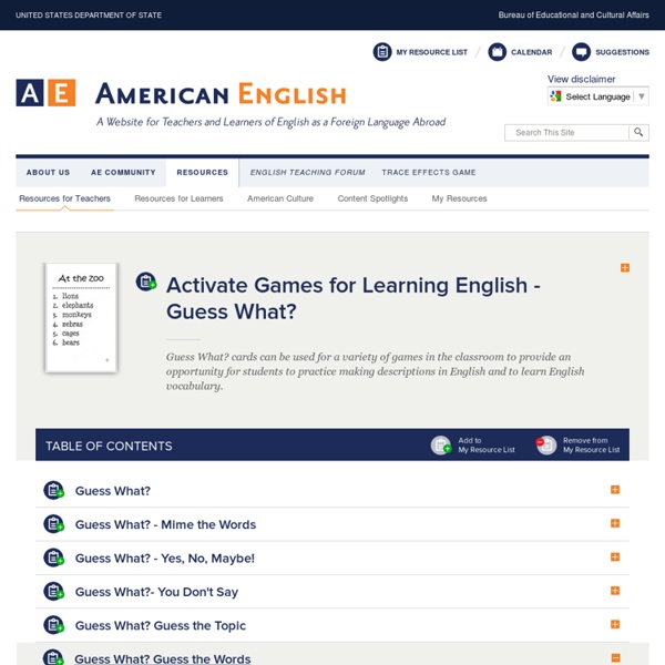 Activate Games for Learning English - Guess What?