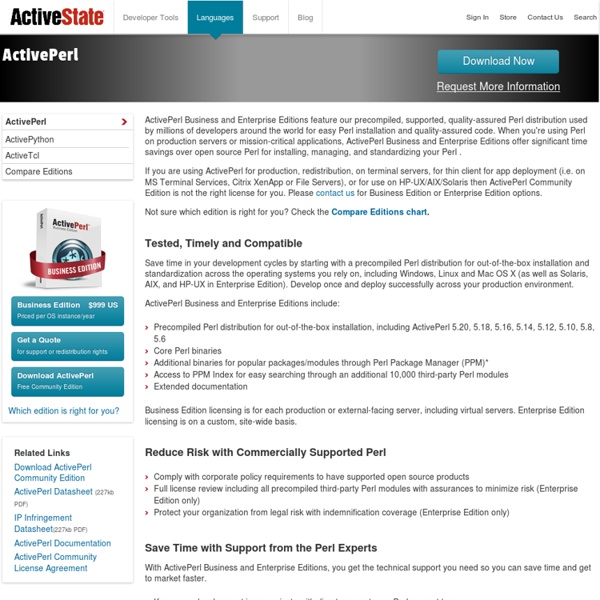 ActivePerl - The complete and ready-to-install Perl distribution. - Dynamic Tools for Dynamic Languages