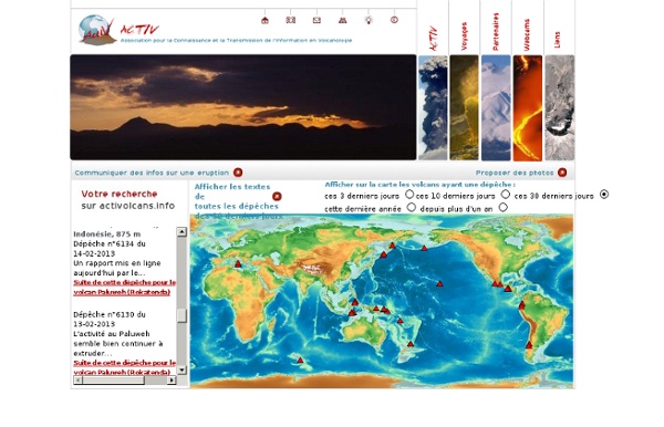 Carte de l'activité volcanique en direct des volcans du monde