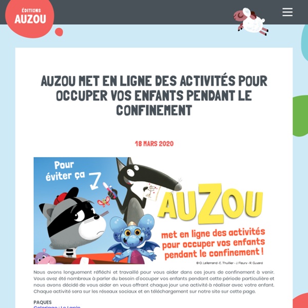 Auzou - Auzou met en ligne des activités pour occuper vos enfants pendant le confinement
