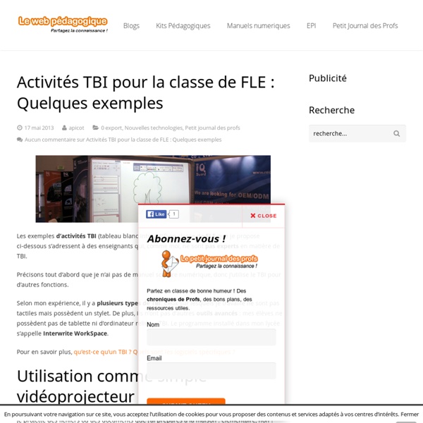 Activités TBI pour la classe de FLE : Quelques exemples