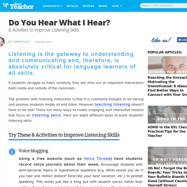 Do You Hear What I Hear?: 8 Activities to Improve Listening Skills