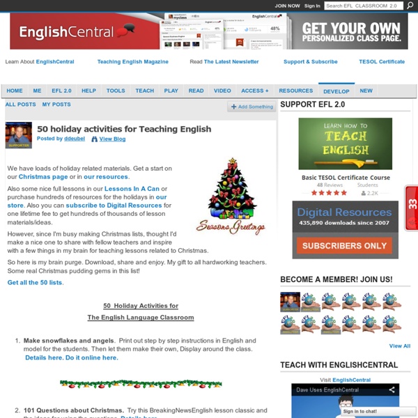 50 holiday activities for Teaching English