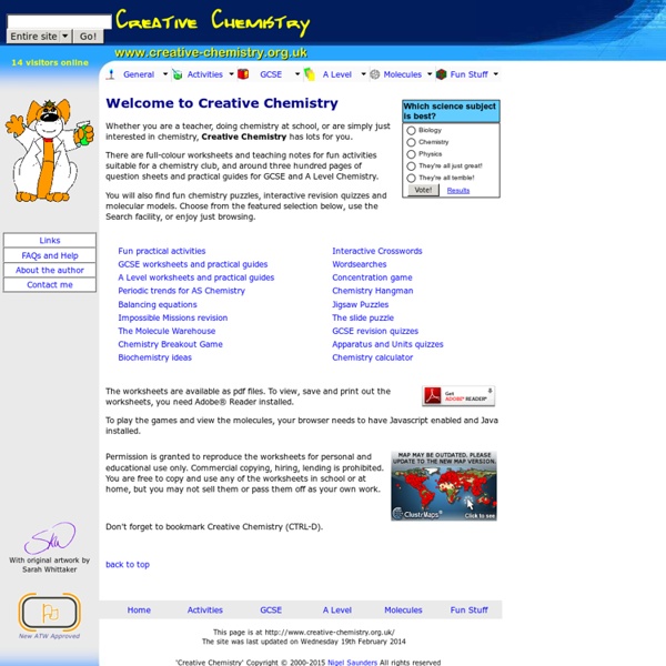 Creative Chemistry - fun activities, worksheets, games and revision quizzes