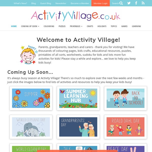 ActivityVillage.co.uk - Kids Crafts, Colouring Pages, Printables, Puzzles, Worksheets and Holiday Fun!