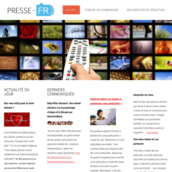 Communiqués de Presse : Presse-fr.com - Publication gratuite de communiqués de Presse