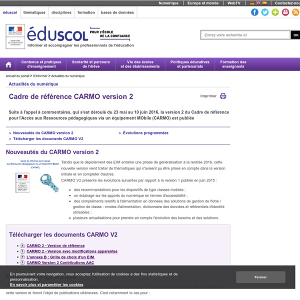 Actualités du numérique - Publication du cadre de référence CARMO version 2