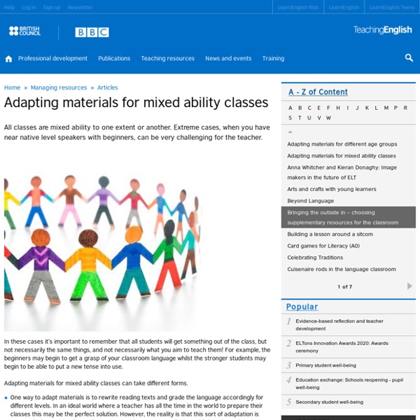 Adapting materials for mixed ability classes