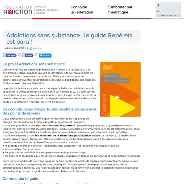 Addictions sans substance : le guide Repère(s est paru !