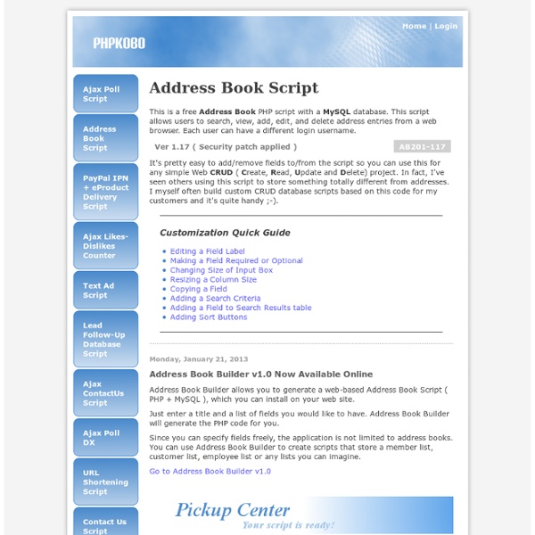 Free Address Book Script ( PHP + MySQL )