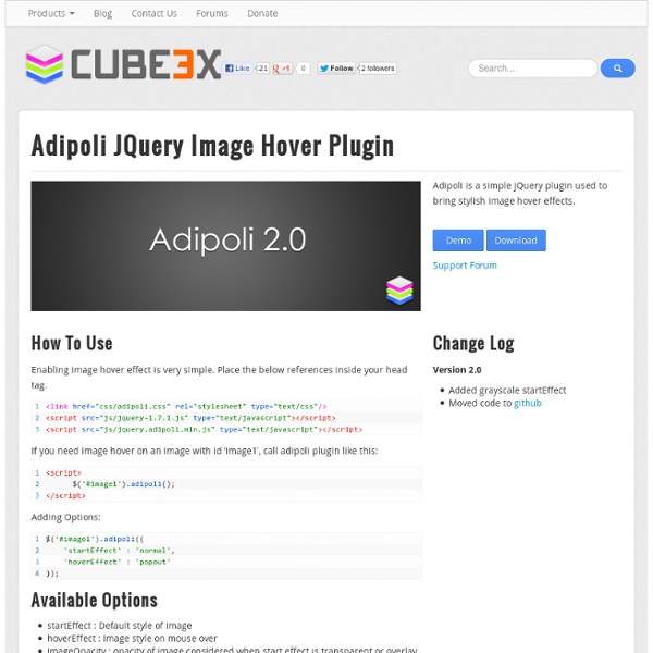 Adipoli jQuery Image Hover Effects