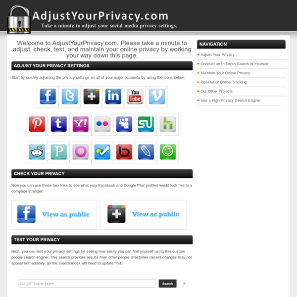 AdjustYourPrivacy - Quickly adjust your social media privacy settings.