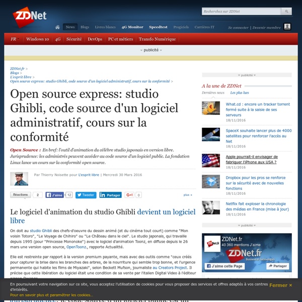 Open source express: studio Ghibli, code source d'un logiciel administratif, cours sur la conformité - ZDNet