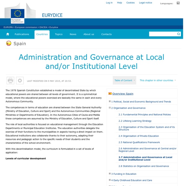 Spain:Administration and Governance at Local and/or Institutional Level