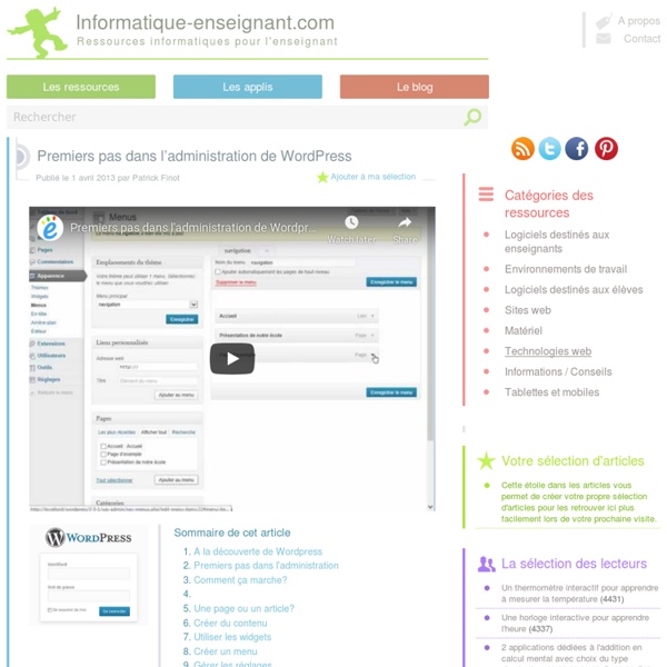 Premiers pas dans l'administration de Wordpress