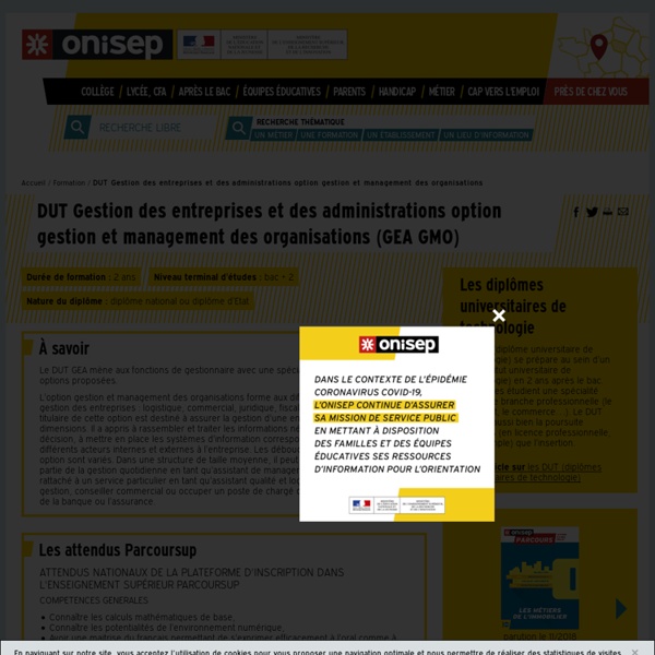 DUT Gestion des entreprises et des administrations option gestion et management des organisations