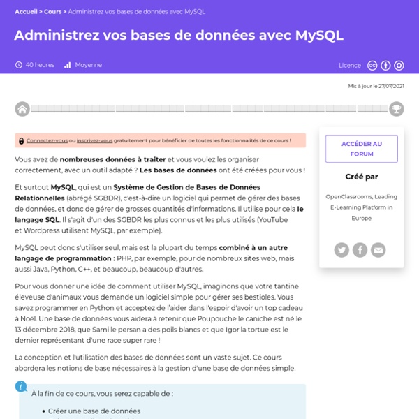 Administrez vos bases de données avec MySQL