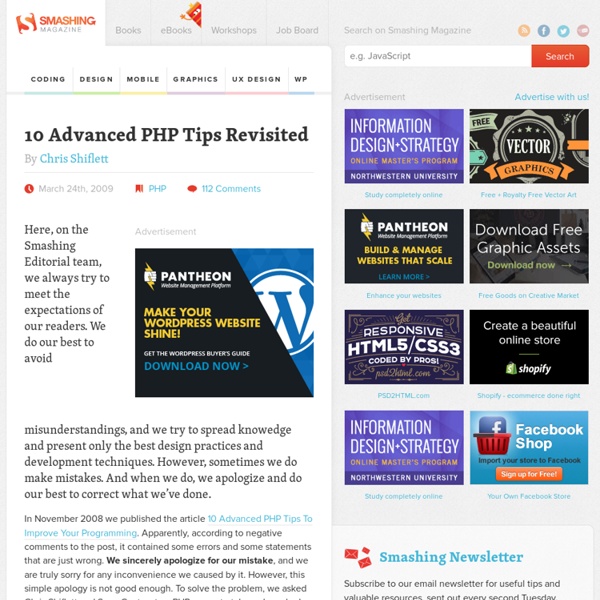 10 Advanced PHP Tips Revisited - Smashing Magazine