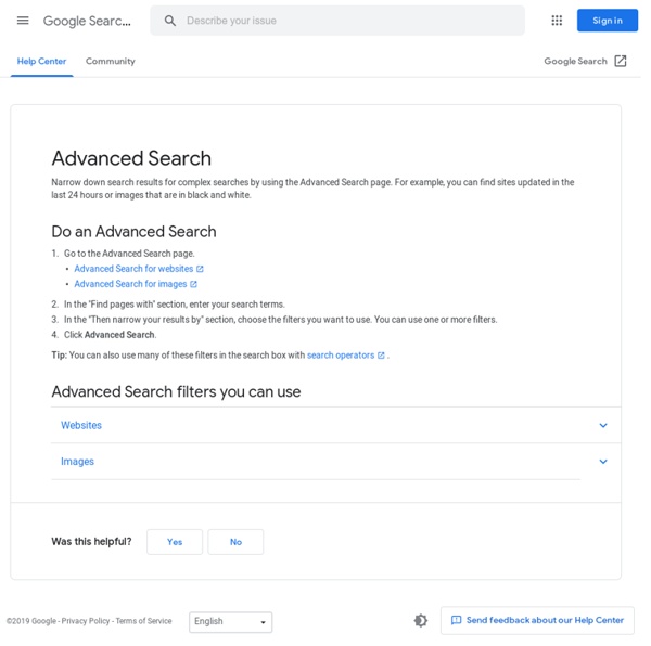 Advanced Search - Search Help