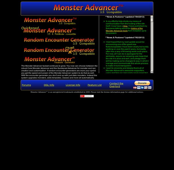 Monster Advancer 3.5 - Monster, NPC, and random encounter generator for D&D 3.5