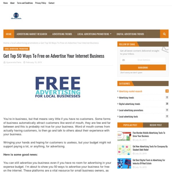 Get Top 50 Ways To Free on Advertise Your Internet Business