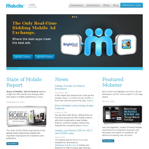 Mobile Advertising, App Advertising and Analytics, Mobile Ad Exchange, Mobclix