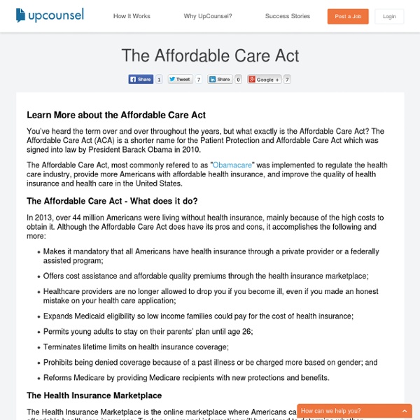 Affordable Care Act - Learn More on UpCounsel