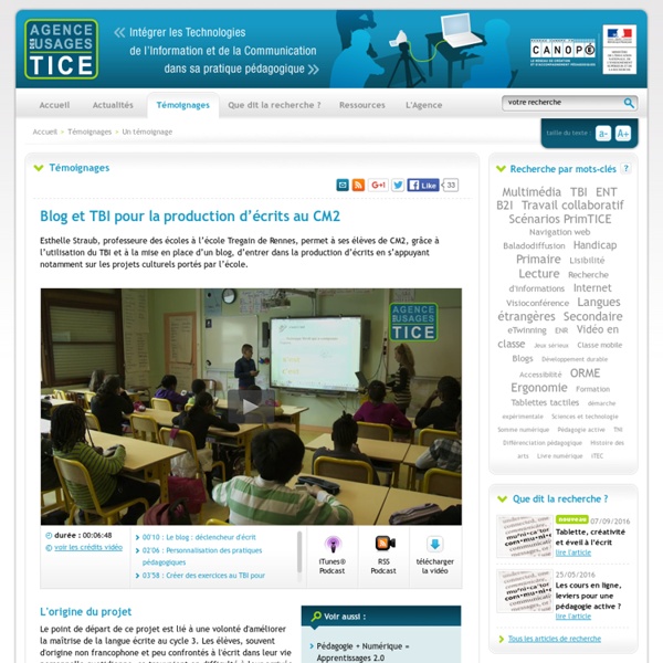 L'Agence nationale des Usages des TICE - Blog et TBI pour la production d’écrits au CM2