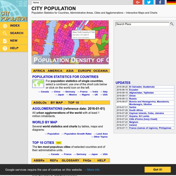 City Population - Population Statistics in Maps and Charts for Cities, Agglomerations and Administrative Divisions of all Countries of the World