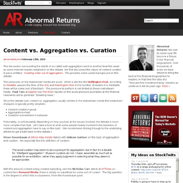 Content vs. Aggregation vs. Curation Abnormal Returns