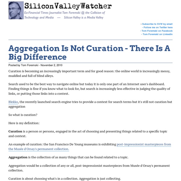 Aggregation Is Not Curation - There Is A Big Difference