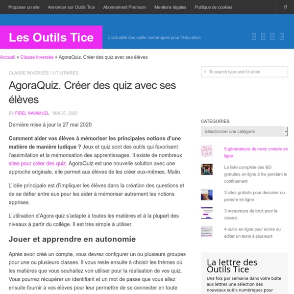 AgoraQuiz. Créer des quiz avec ses élèves