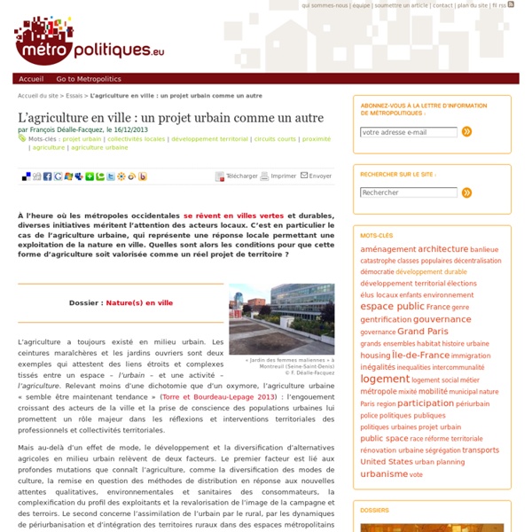 L’agriculture en ville : un projet urbain comme un autre