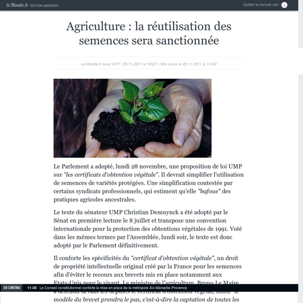 Agriculture : la réutilisation des semences sera sanctionnée