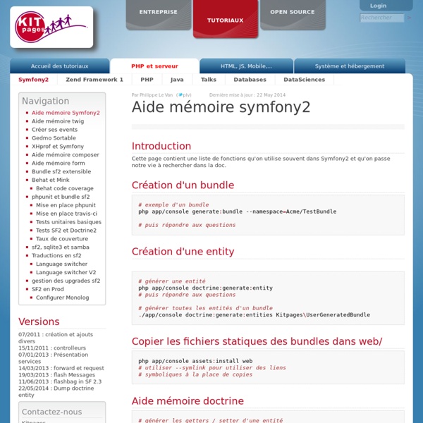 Aide mémoire symfony2