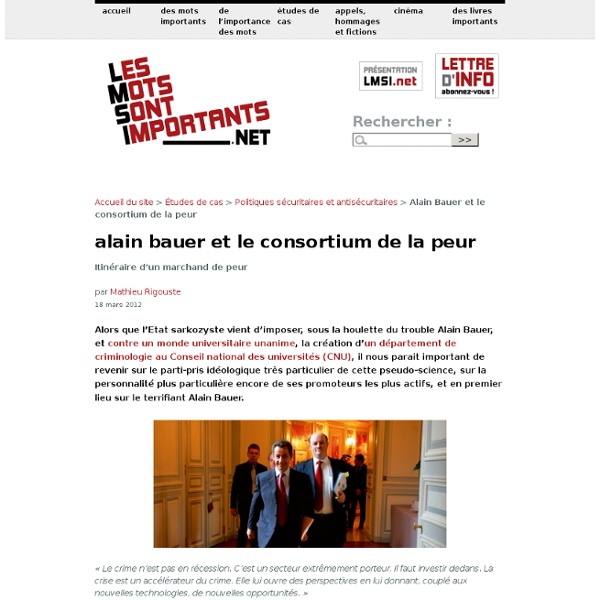 Alain Bauer et le consortium de la peur