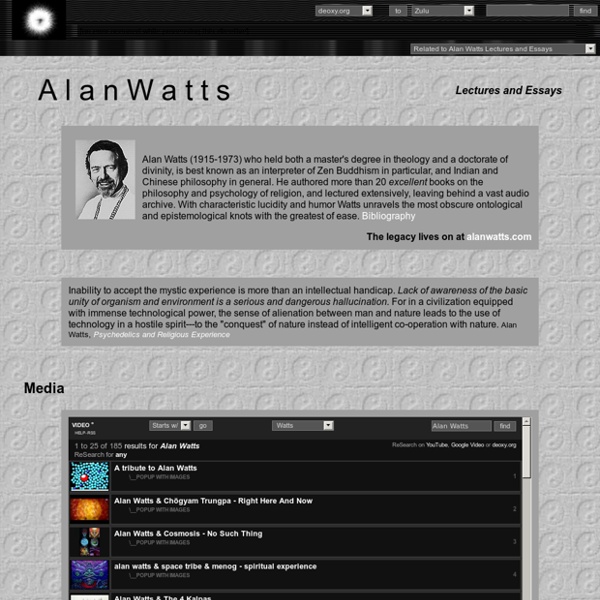 Alan Watts Lectures and Essays