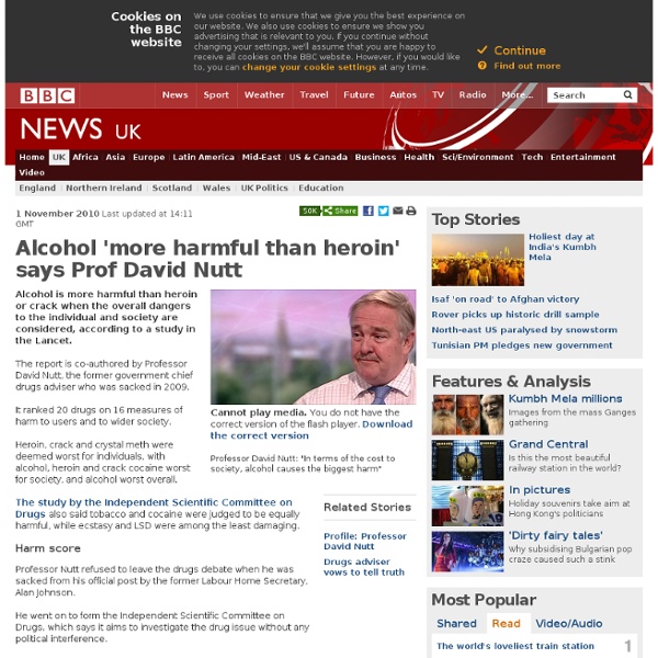 Alcohol 'more harmful than heroin' says Prof David Nutt