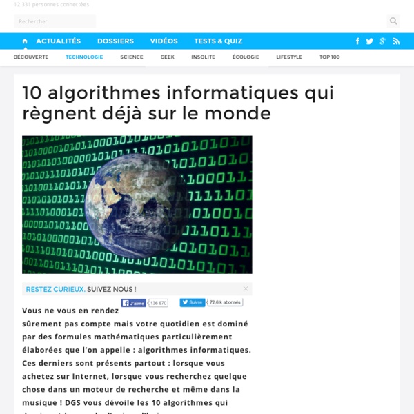 10 algorithmes informatiques qui règnent déjà sur le monde