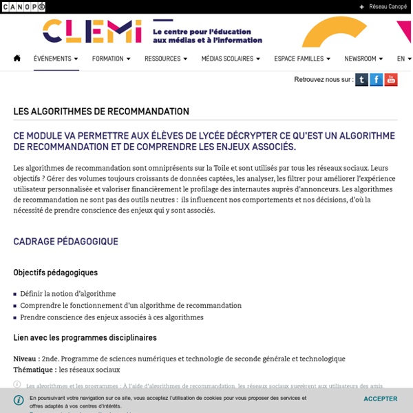 Les algorithmes de recommandation - CLEMI