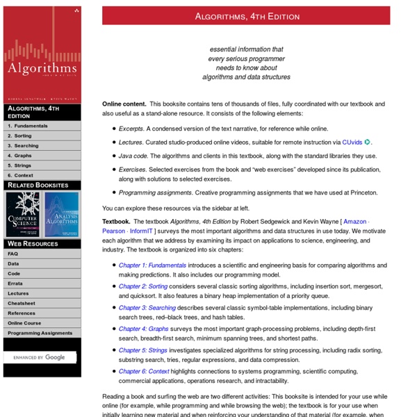Algorithms, 4th Edition by Robert Sedgewick and Kevin Wayne