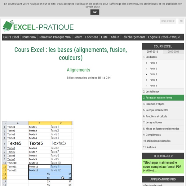 Cours Excel : les bases (alignements, fusion, couleurs)