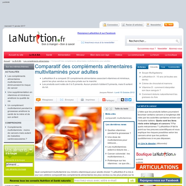 Les compléments alimentaires - Comparatif des compléments alimentaires multivitaminés pour adultes