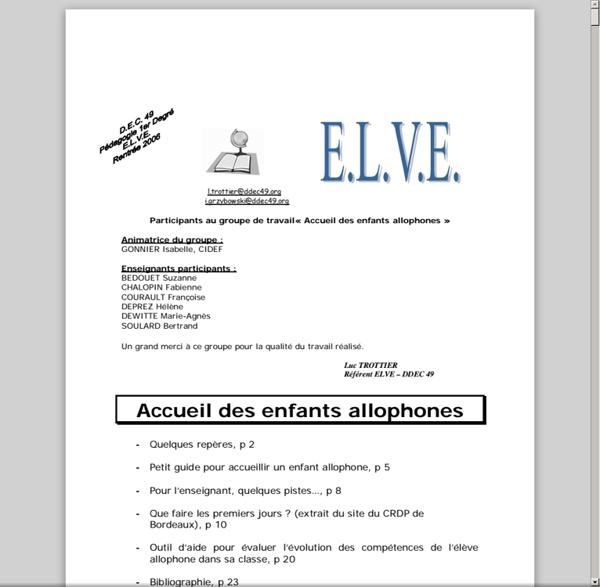 Accueil des élèves allophones