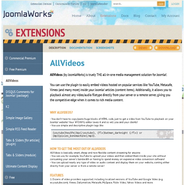 AllVideos (plugin): True all-in-one media management solution for Joomla!