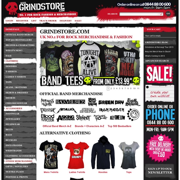 Grindstore.com - UK No.1 For Emo, Rock, Metal and Alternative Clothing, Fashion and Official Band Merchandise: T-shirts, Hoodies, Gifts, Jewellery and more!