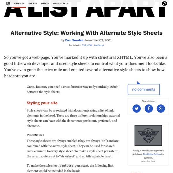A List Apart: Articles: Alternative Style: Working With Alternate Style Sheets